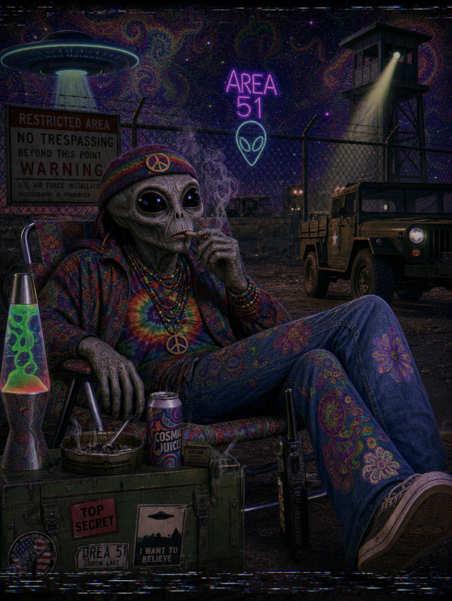 Alien CEO chilling at Area 51